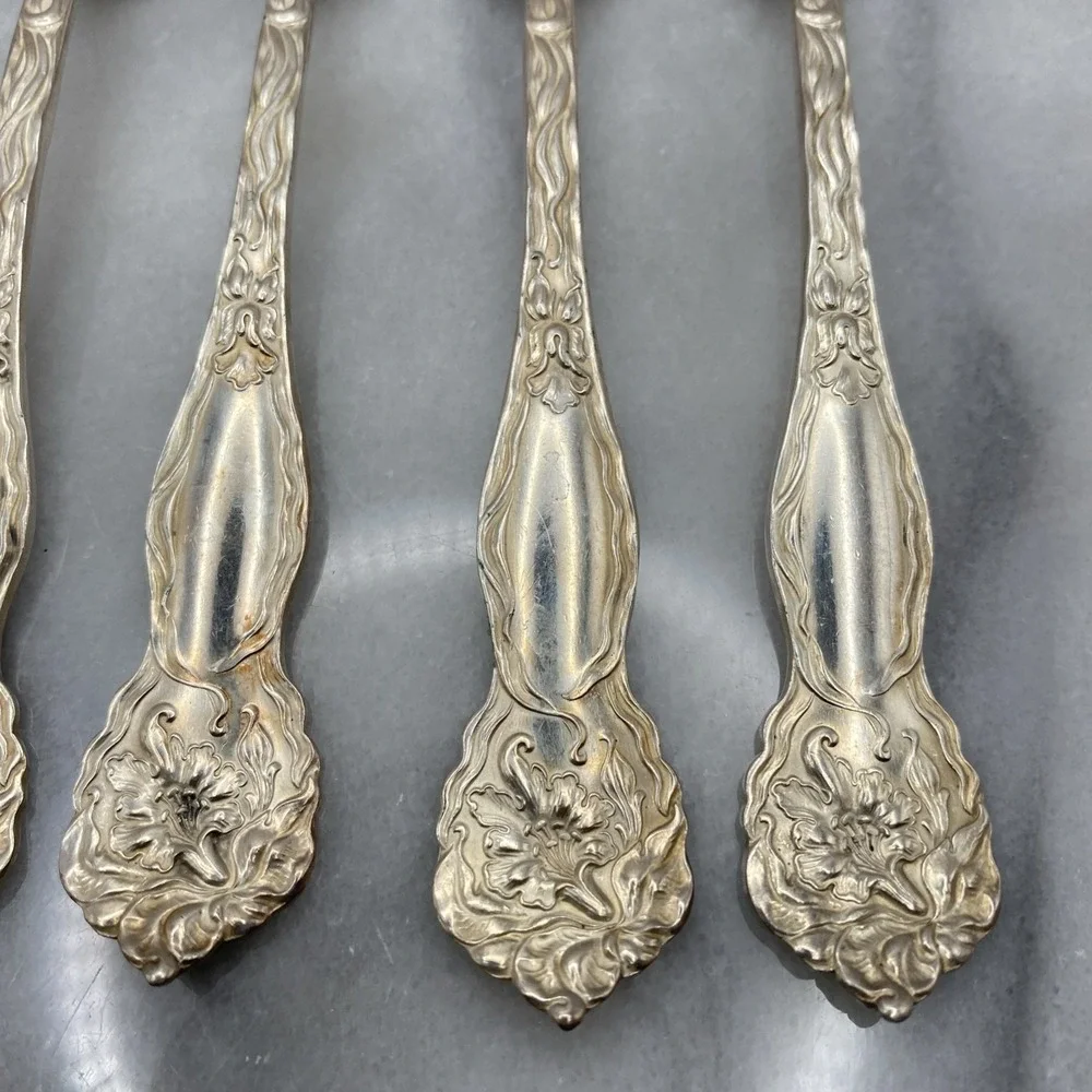 American Silver Plate Co Vintage 40+ Pc Flatware Set Floral Art Nouveau Wood Box
